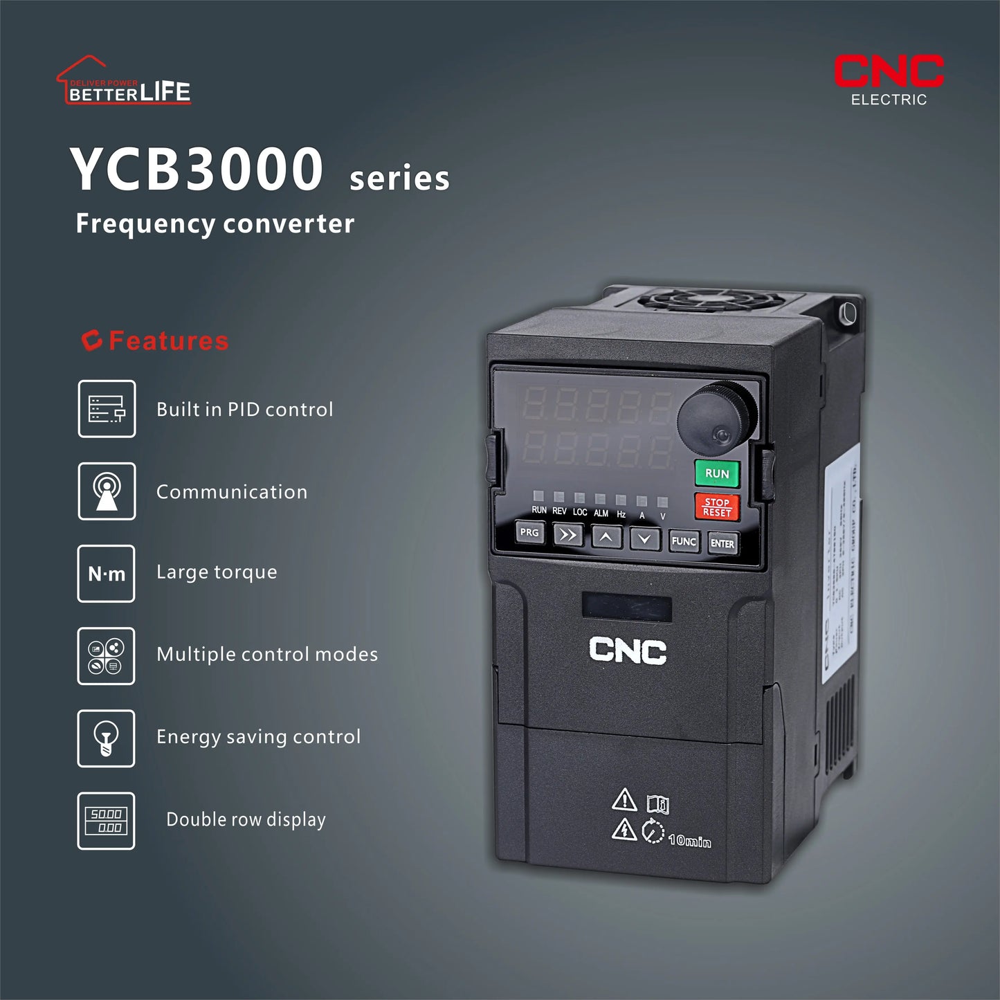 Честотен инвертор YCB3000 INPUT SINGLE PHASE 220V OUTPUT THREE PHASE 220V